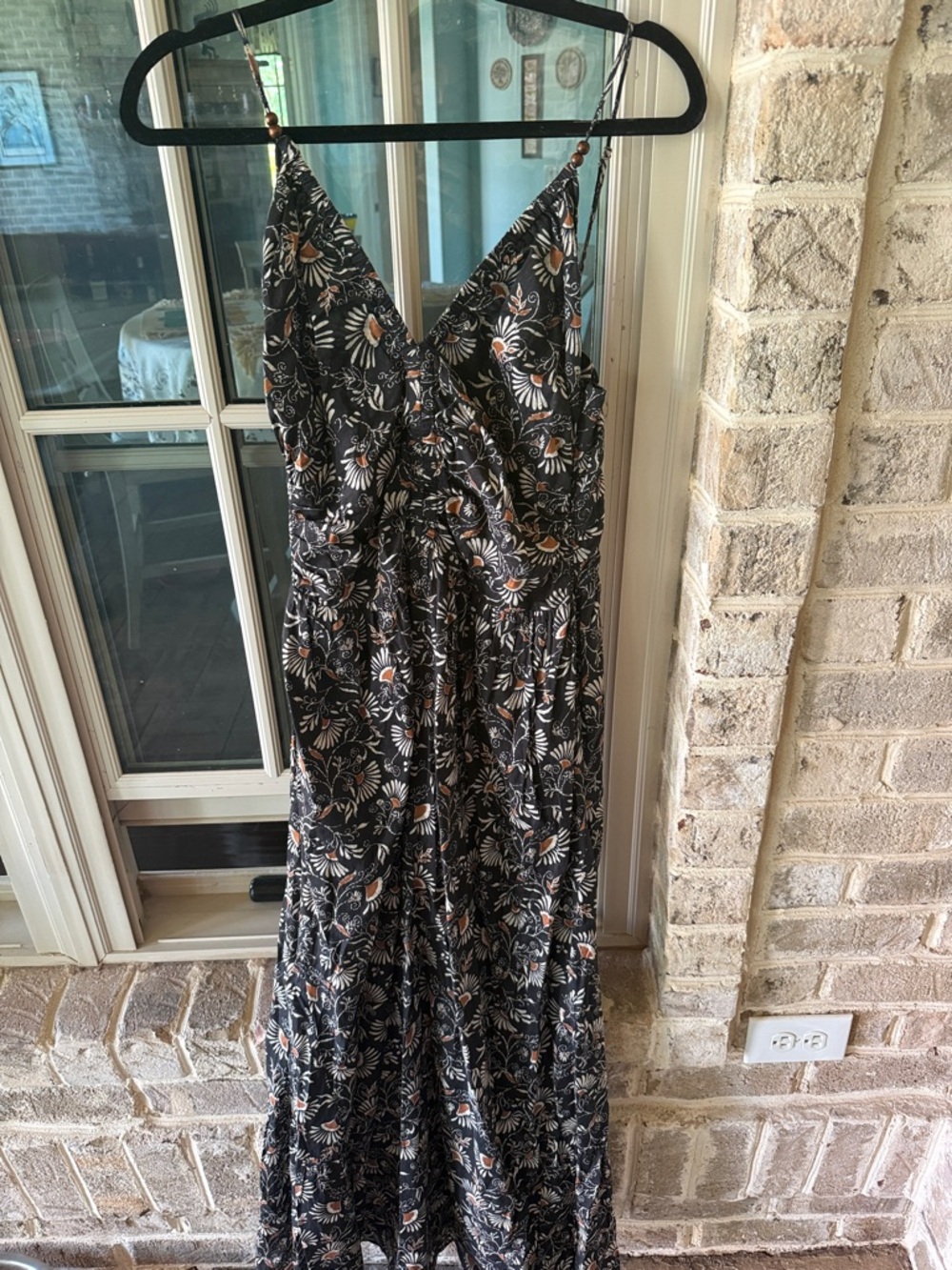 Rails Black Floral Maxi Dress with Tan Accents - Picture 3 of 4